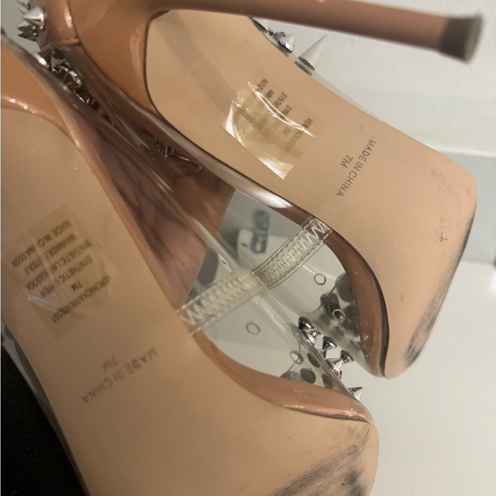 Steve Madden Metallic and Nude Studded Heels - Picture 6 of 6